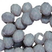 Faceted glass beads 8x6 mm rondelle Dark topaz grey coating